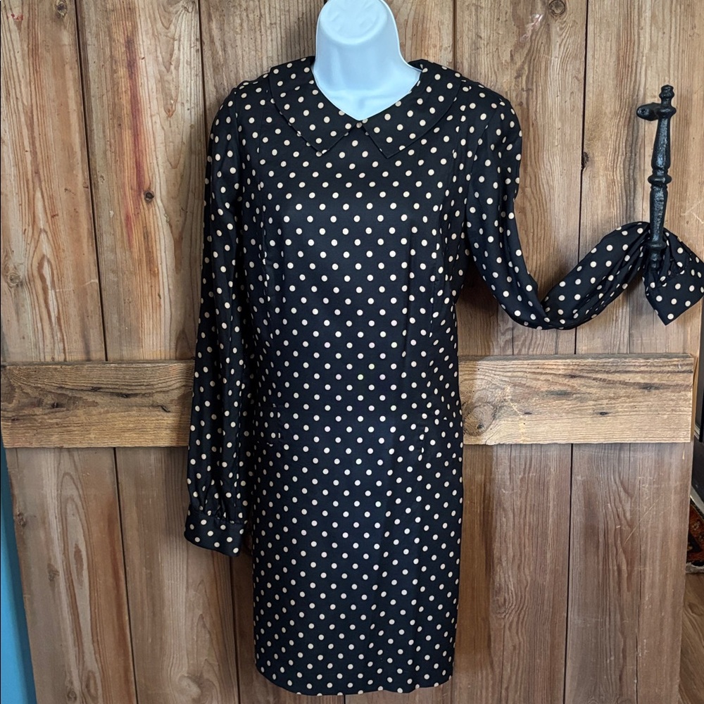 Tibi NY Silk Black Dress with gold Dots